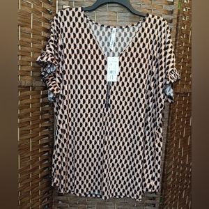 NY Collection Woman Plus Size Geometric Blouse Top 3X